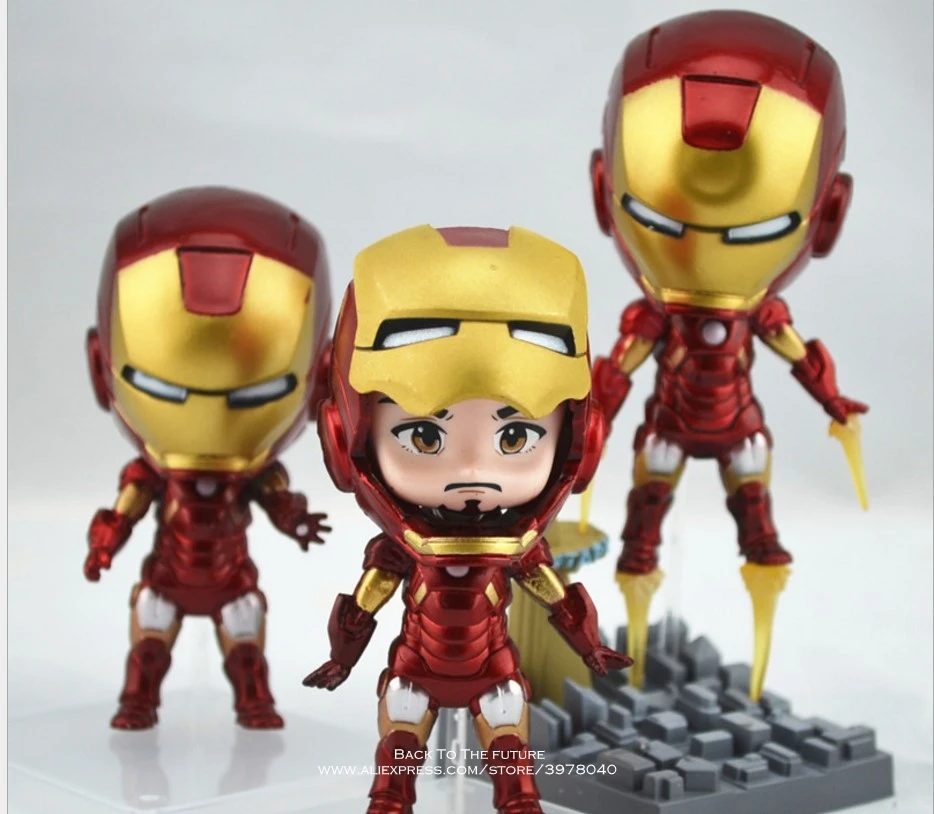 Disney Marvel Мстители 3 шт./компл. Железный человек версии Q фигурка аниме украшение ПВХ
