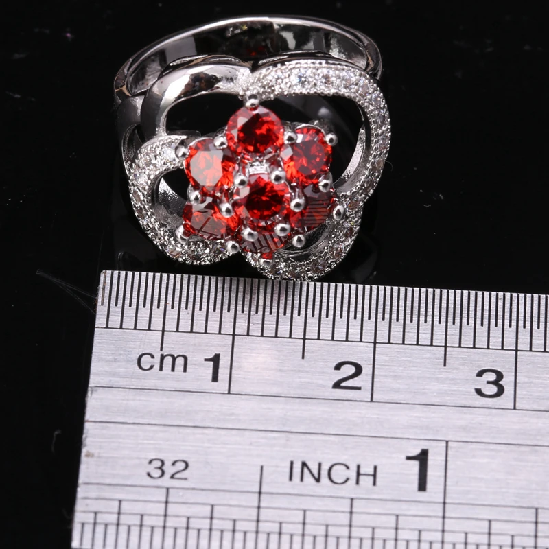 Фантастические цветы Красный Гранат Самоцветы 925 серебро Модные украшения