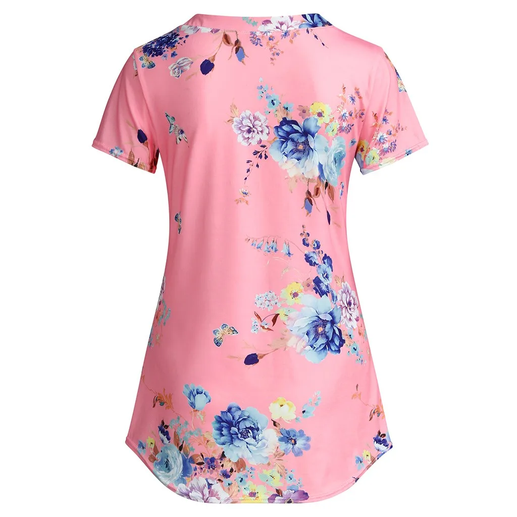 Женская футболка летние топы с коротким рукавом повседневная женская цветочным