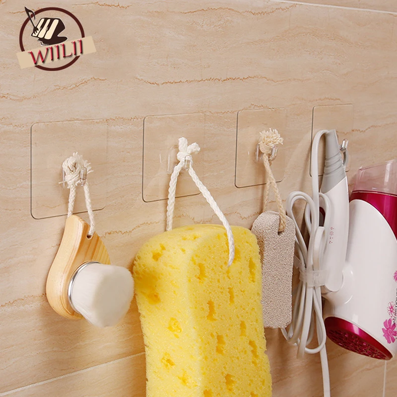 4 шт. крючок для хранения прочная прозрачная присоска настенные крючки вешалка