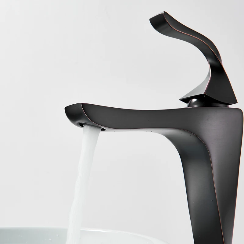 Modern Bathroom Black Basin Sink Faucet Deck Mounted Vanity Mixer Tap Single Handle Water Creative Crane | Обустройство дома