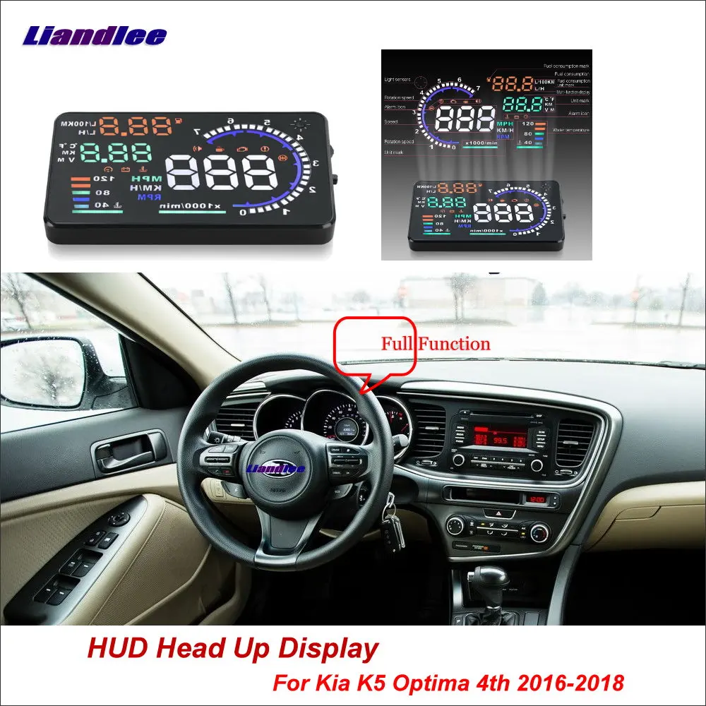 

Liandlee Car Head Up Display HUD For Kia K5 Optima 4th 2016-2018 Digital Projector Screen OBD Mileage Fuel Consumption Detector