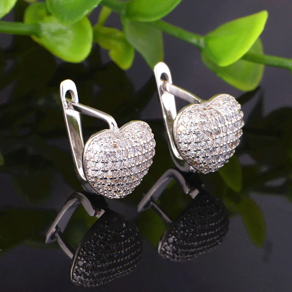Женские сережки в форме сердца MEGREZEN летние с серебряным покрытием и камнями YE004-5 |