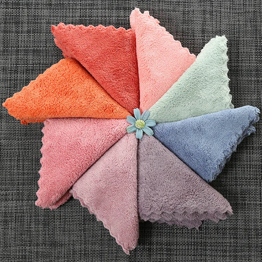 Полотенце для рук 4 шт./компл. s маленькое 25x25 см Коралловое флисовое однотонное