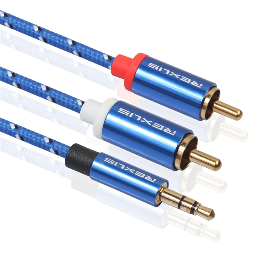 REXLIS RCA кабель 3 5 мм штекер 2RCA аудиокабель стерео Y сплиттер AUX для планшетных ПК