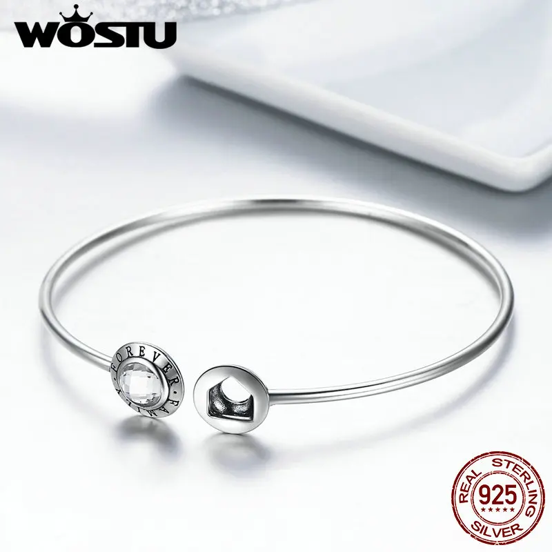 WOSTU, лидер продаж, настоящая 925 пробы, серебро, семья навсегда, браслет для женщин, подходит для DIY, браслеты с подвесками, хорошее ювелирное изделие, подарок FIB011