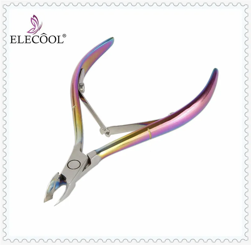ELECOOL ногтей ножницы для кутикулы Rainbow Нержавеющая сталь клиппер удаляет мертвую