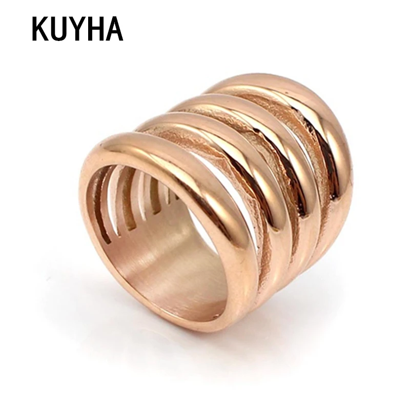 Jewelry factory wholesale metal Steel fashion ring finger rings mirror polish wide large long silver design for women|finger ring|rose gold ringgold