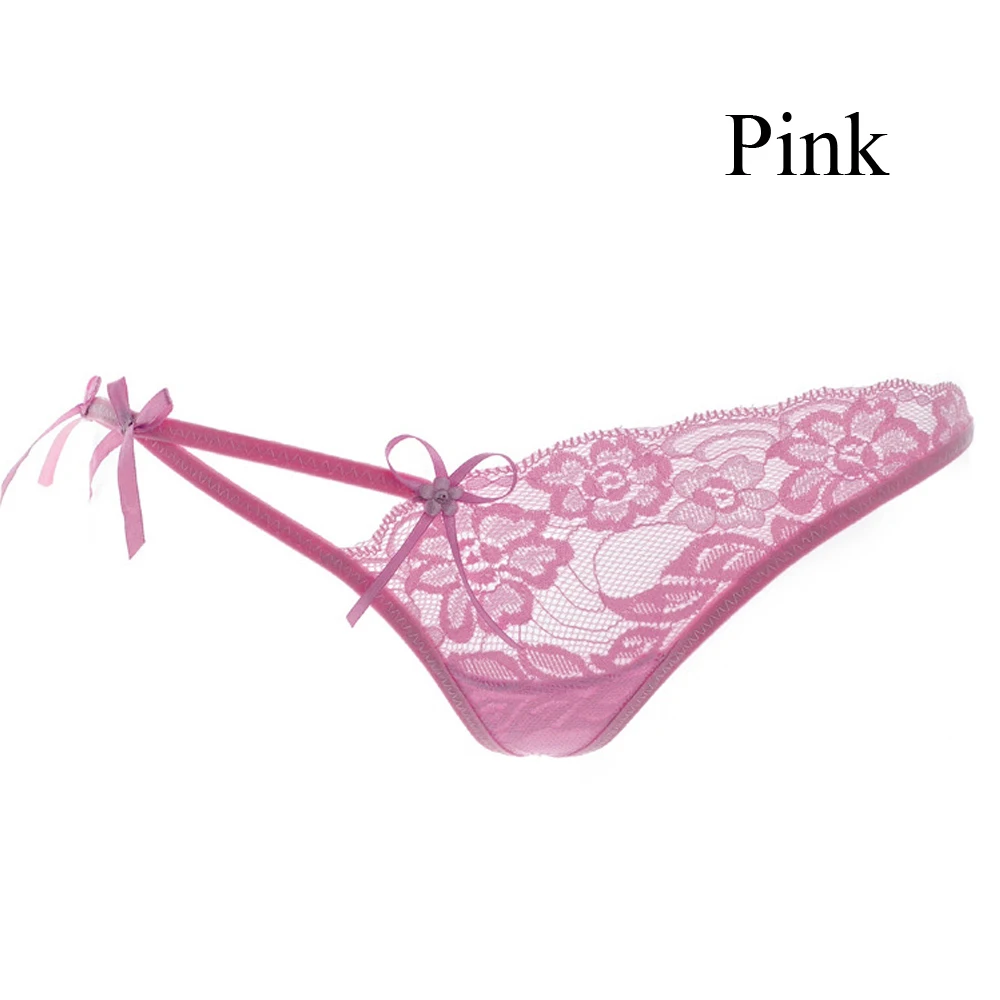 pink Удобные сетчатые Трикотажные трусы с Т-образной спинкой, сексуальные женские кружевные трусики, стринги, нижнее белье, низкая посадка, бесшовные трусы, дамское белье - Цвет: pink