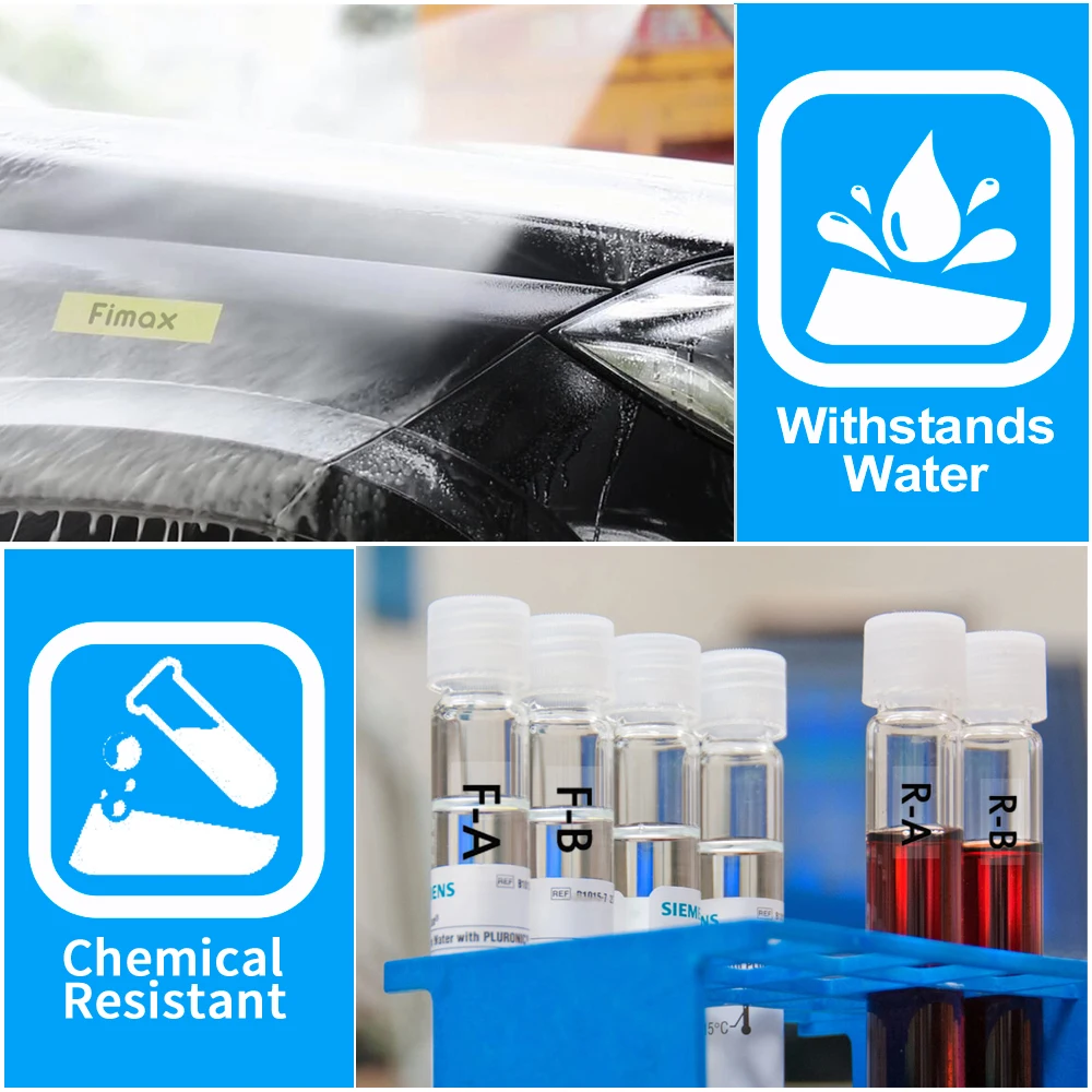 Fimax 5 Pcs Industrial Dymo Rhino Permanent Vinyl Labels Tape 18432 18435 18438 18444 18441 Compatible 4200 5000 5200