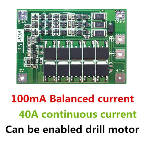 Защитная плата PCB BMS для зарядного устройства литий-ионной батареи 3S 40A - изображение