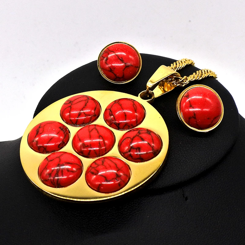 AMUMIU красный шар высшего качества изысканное женское Свадебное колье серьги