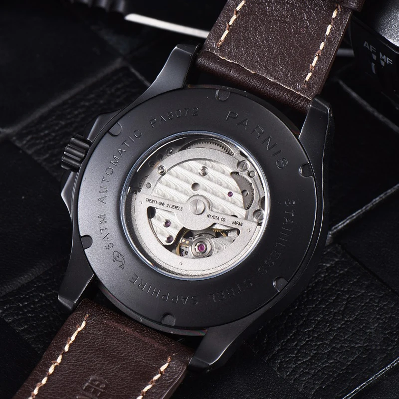 

Parnis 44mm Watch Men Top Brand Luxury Mechanical Watches Automatic Movement Auto Date luminous Men Gift