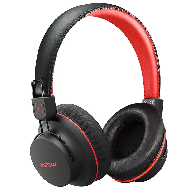 Mpow H1 Bluetooth наушники беспроводные наушники со встроенным микрофоном над ухом наушники проводной/беспроводной режим для ПК стол iOS Android - Цвет: Black and Red