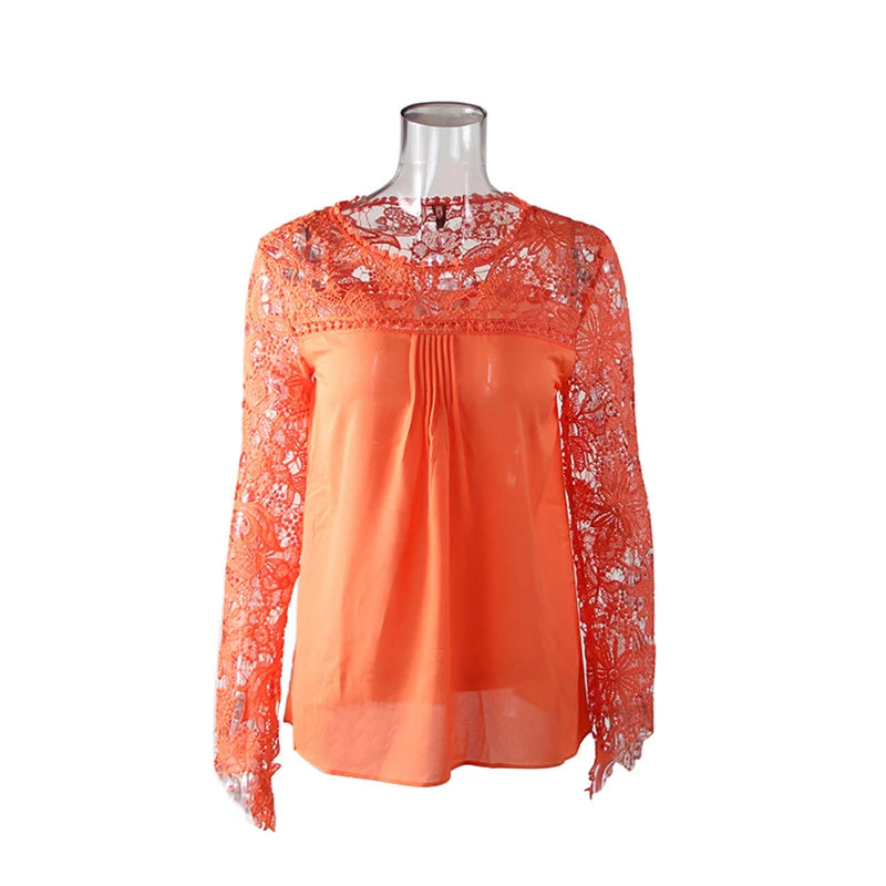 2018 Для женщин шифон Рубашки для мальчиков Blusa пикантные открытые Кружево
