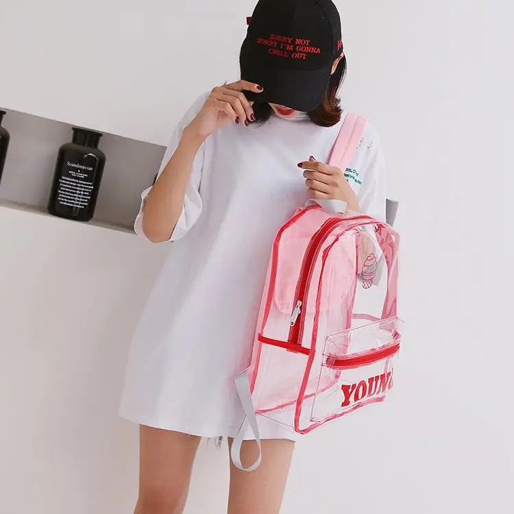 Летний рюкзак прозрачный Желейный легкая Большая вместительная сумка
