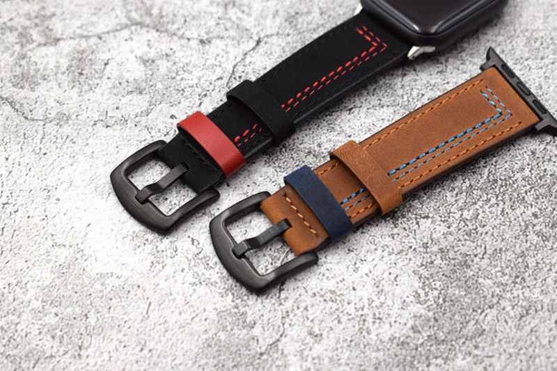 Ремешок для Apple Watch 5 ремешок 38 мм 42 мм ремешок для часов из натуральной кожи для iWatch 40 мм 44 мм серия 4 3 2 ремешок шовный браслет из воловьей кожи