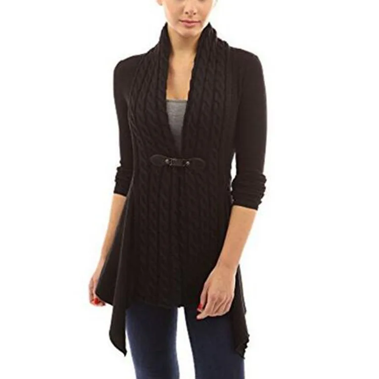 New Arrival Hemp Flower Pattern V Collar Pure Color Long Sleeve Colorful Woman Button Cross Knitwear | Женская одежда