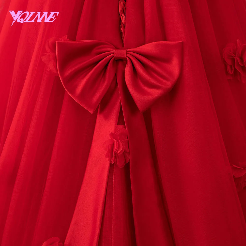 YQLNNE красные платья с цветами 2018 для Quinceanera бальное платье на шнуровке милое 16 15