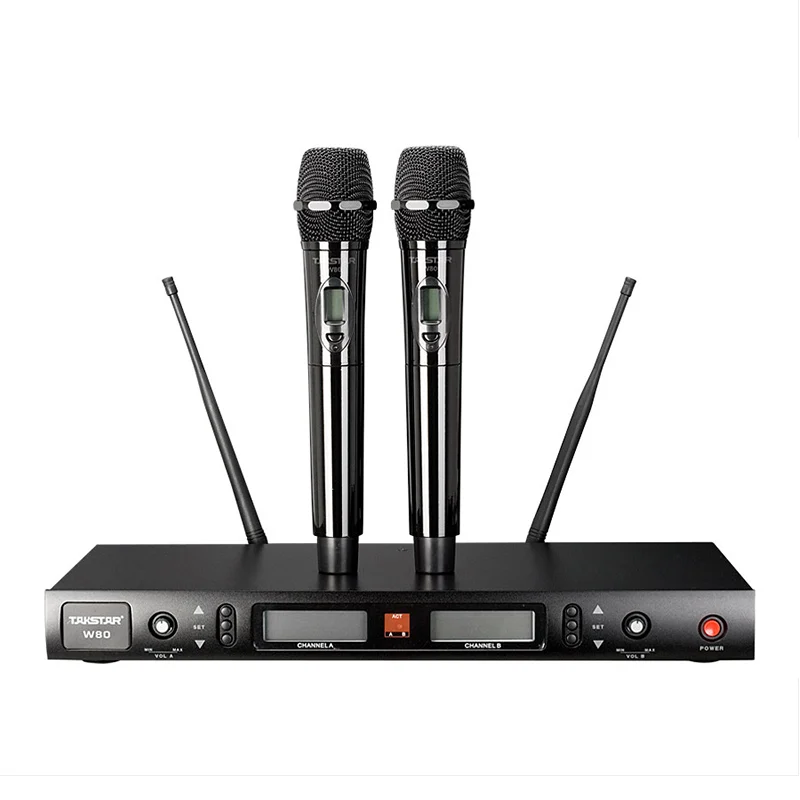 Takstar W80 UHF 2-х канальный Беспроводной, микрофон, ЖК-дисплей-дисплеи для уроков, караоке, для домашних развлечений, производительность