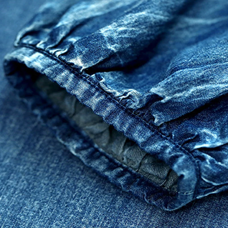 Женское джинсовое платье в стиле бохо винтажное этническом с длинным рукавом и