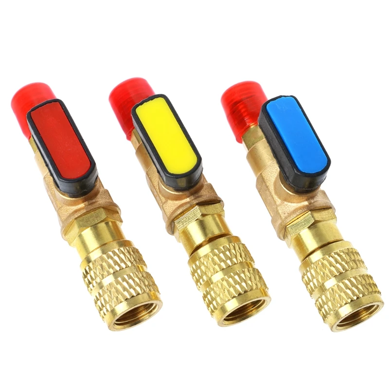 

1PC R410A Refrigerant Valve AC Charging Hoses Brass Straight Ball Valves for Refrigeration Manifold Gauges Mayitr Random color