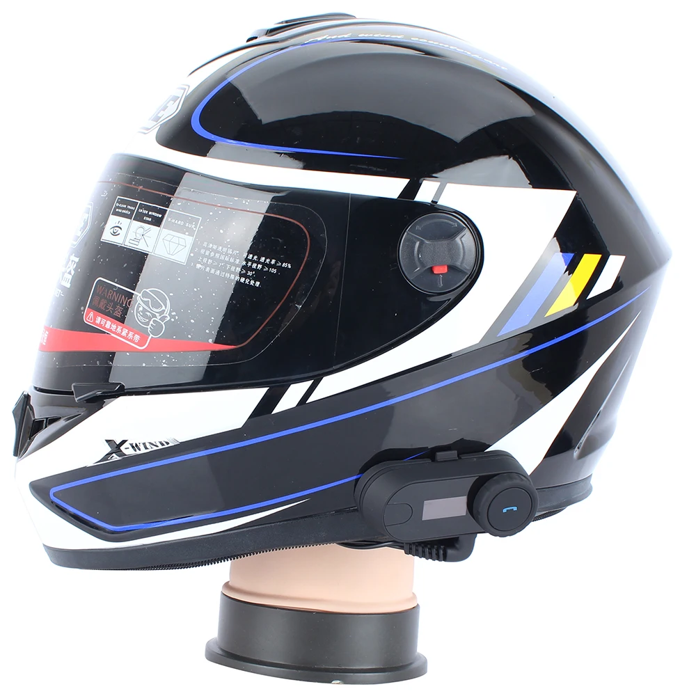 Гарнитура FreedConn для мотоциклетного шлема Bluetooth с ЖК экраном FM радио мягкий