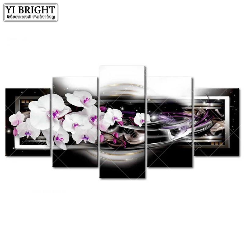 

Beauty Flower Decorative Diamond Paintings New 5d Diy Diamond Embroidery Home Decoration 5 Pieces Mosaic Rhinestone Creative Art