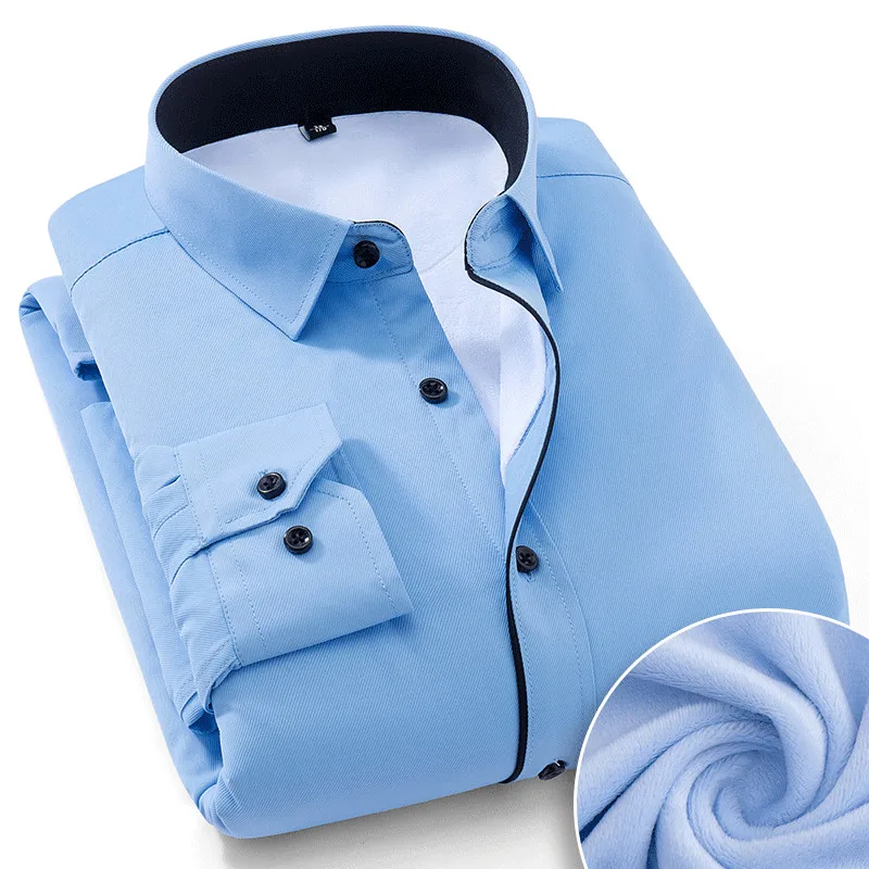 

Winter men's shirt warm 5XL 6XL 7XL 8XL Fluffy Thick Casual Oversized Shirt Solid Color Stripes men's shirt with long sleeves