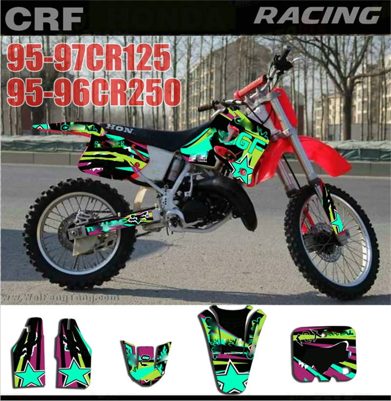 Для Honda CR125 CR 125 1995 1996 1997 CR250 250 мотоцикл Полный наклейки настраиваемый номер