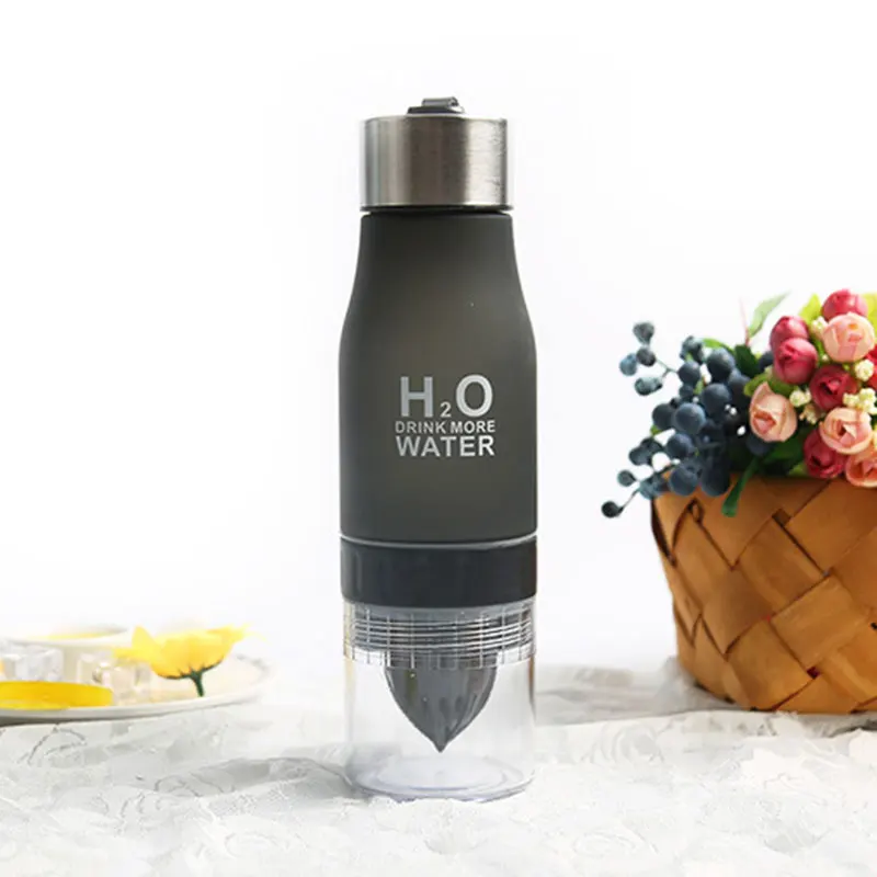 Botellas бутылка для воды, креативная пластиковая портативная бутылка для фруктового сока, шейкер для лимонного сока, Спортивная бутылка для напитков - Цвет: Черный