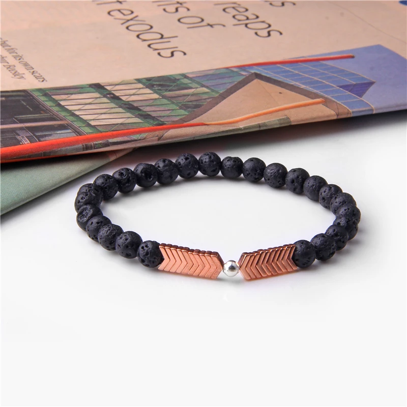 Модные мужские браслеты из лавового камня с распылителем эфирного масла браслет