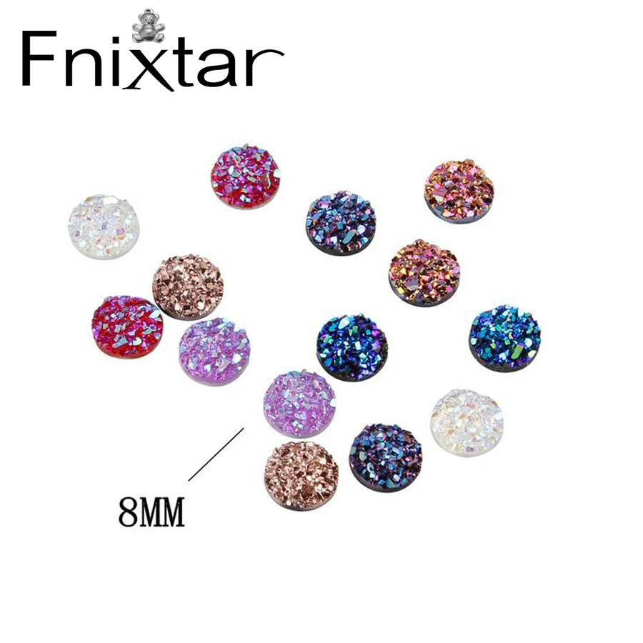 Fnixtar 100 шт./лот искусственный Druzy Смола Кабошон Круглый 8 мм (1/3 &quot) Dia|druzy resin