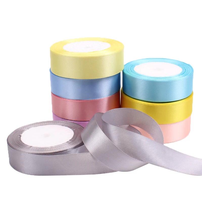 Hot2.5cm25Yards/рулон Grosgrain атласные ленты Свадьба Рождество вечеринка Декоративная