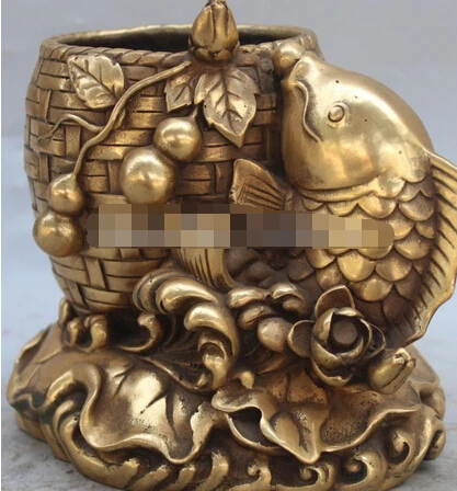 SUIRONG---326 + 8 &quotкитайская Бронзовая рыбка лотоса золотая Тыква лист карандаш ваза