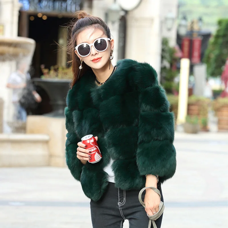 Изумрудно зеленое короткое пальто с лисьим узором Arlene 2017 3 650|fox coat|coat foxcoats coats |