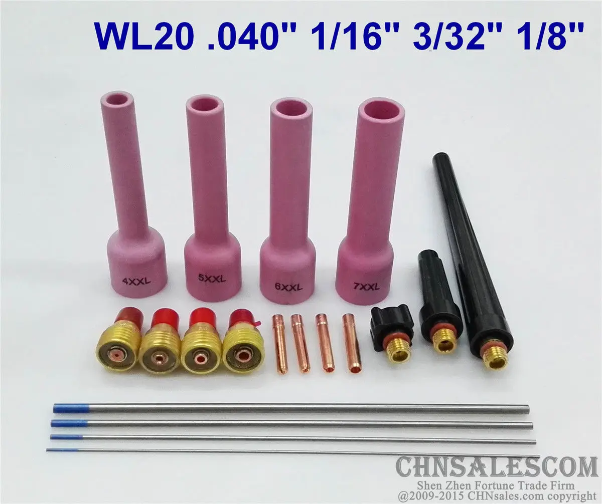 CHNsalescom 19 шт. TIG факел газовый объектив длинная насадка запчасти комплект для WP 9/20/25