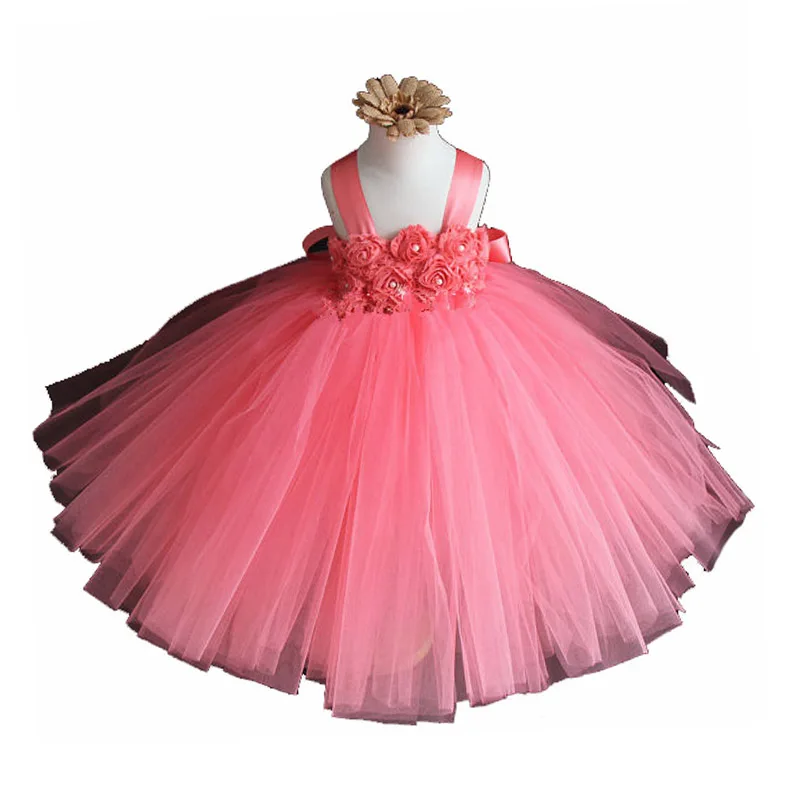 Платье-пачка для маленьких девочек с цветочным рисунком Свадебное бальное