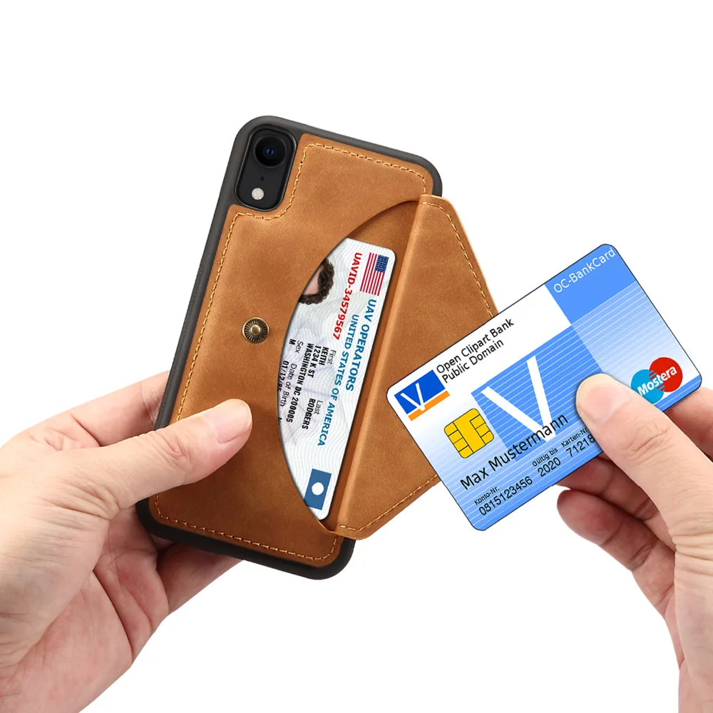 Роскошная задняя Сумка для карт Wallte чехол iPhone X XR Xs Max 6 7 8 Plus противоскользящая