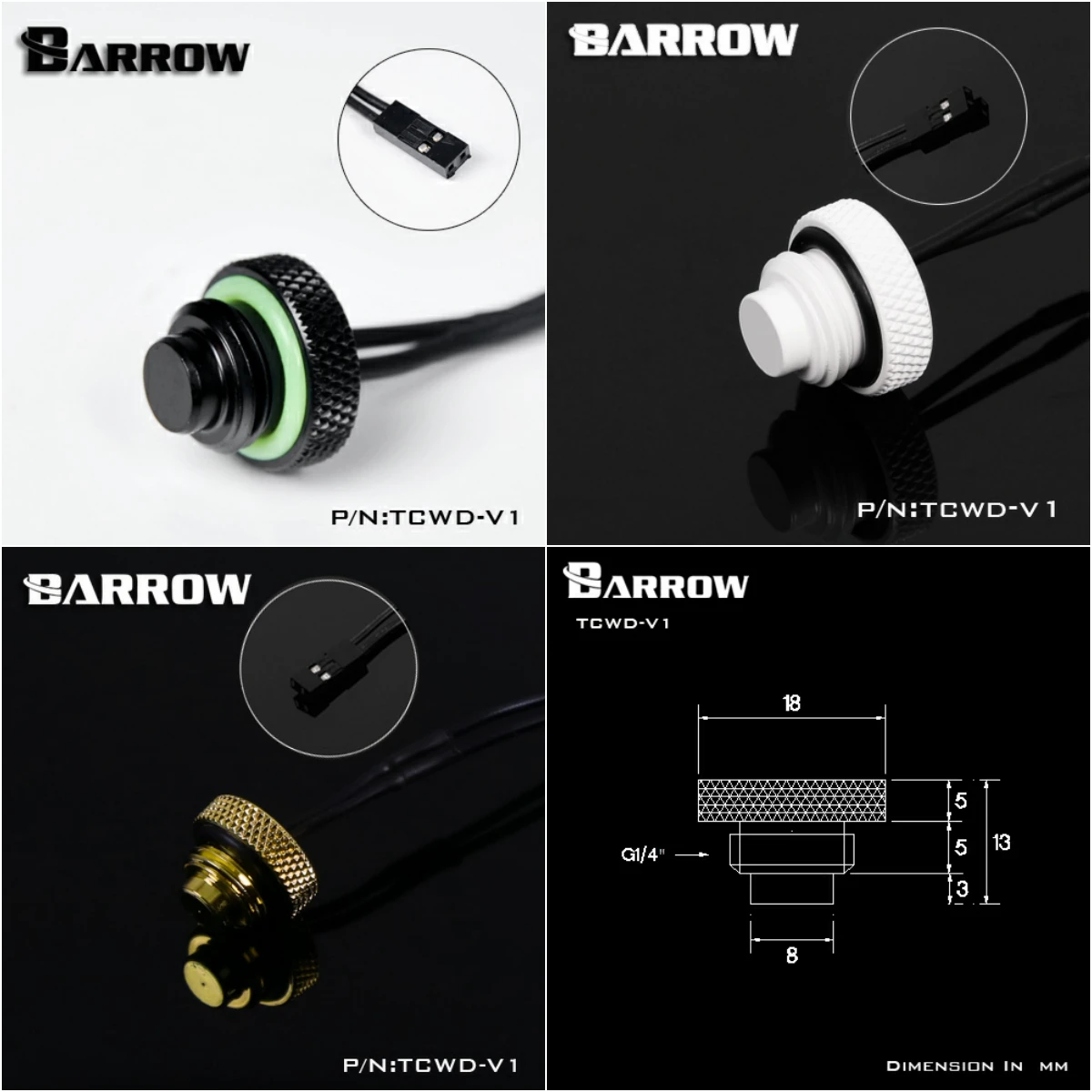Barrow G1/4 &quotзадняя крышка с датчиком температуры|g1/4 cap|barrow g1/4cap cap |