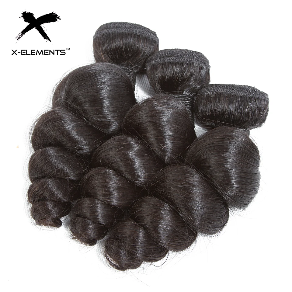 X Element свободные волнистые в наборе волос Weave Расширения натуральный цвет