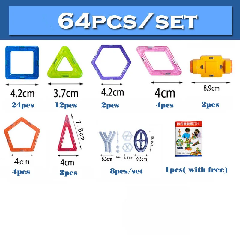 Новый 64 шт. Мини Магнитный конструктор Construction Set модель и строительство игрушки