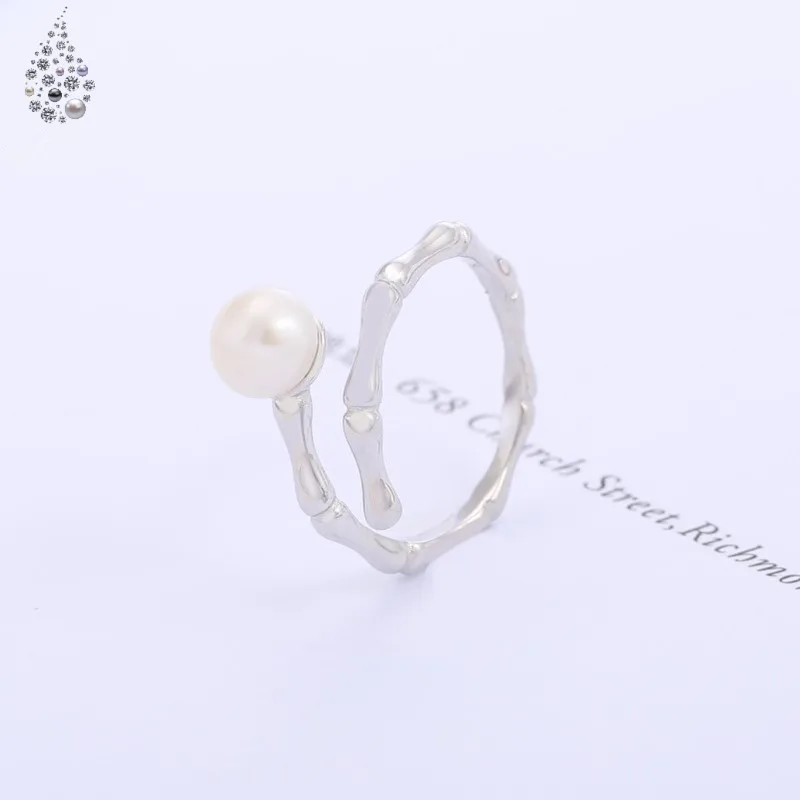 Модное женское кольцо с жемчугом Boomers Woman DIY Handmade из серебра 925 пробы для свадебной вечеринки.