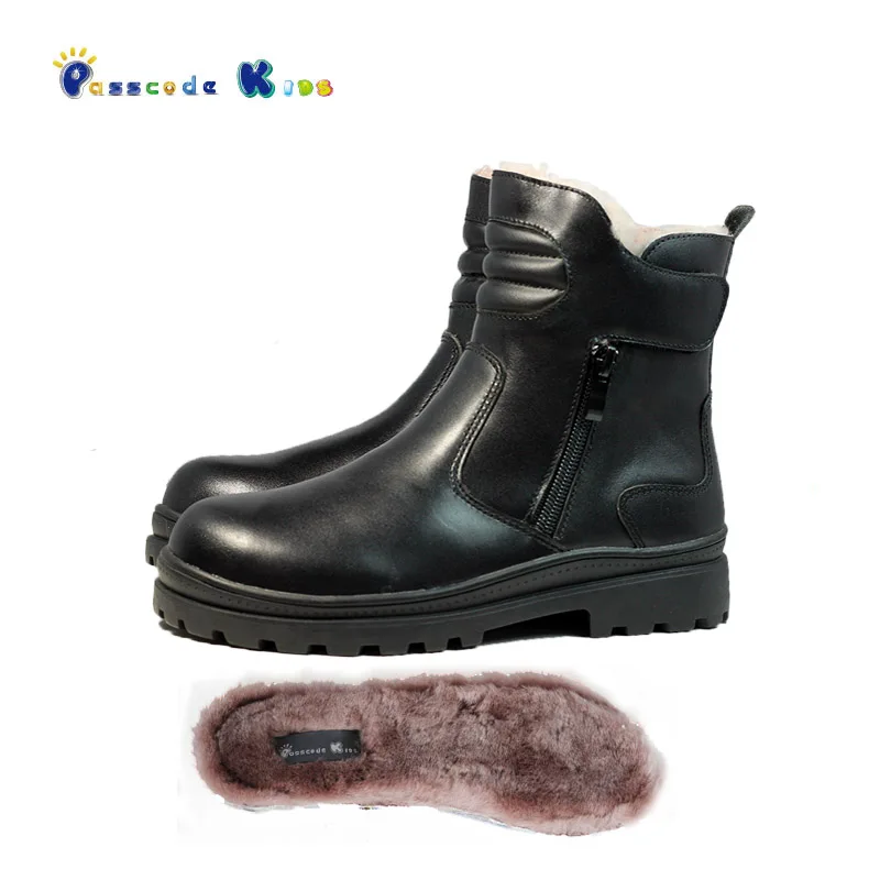 Новая коллекция зима модная детская обувь из кожи с натуральным лицевым