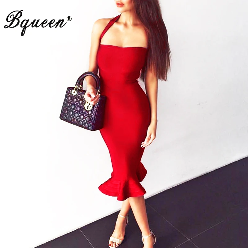 Bqueen 2017 сексуальное новое летнее женское Бандажное платье Элегантное Холтер с