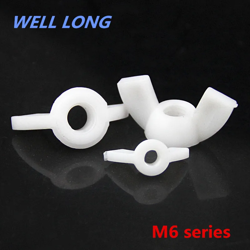 

50pcs/lot M6 Plastic Nuts Hand Nuts Wing Nuts Insulation Corrosion PP Nuts.