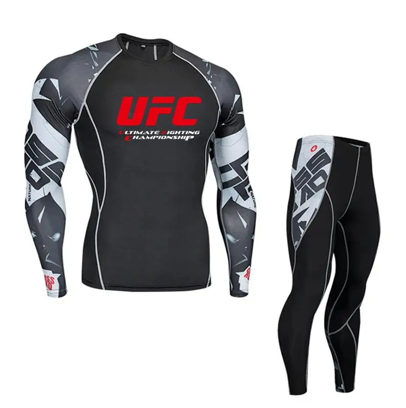 MMA мужские футболки UFC тема модная одежда фитнес компрессионные наборы футболка