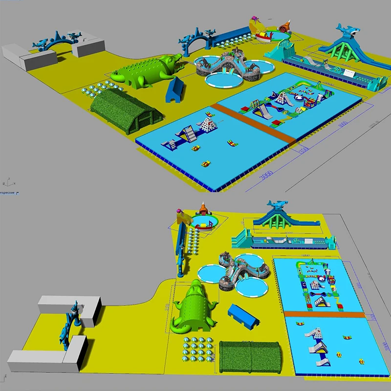 Goede Aangepaste Land Opblaasbare Water Park Grote Leisure Mobile Water Park