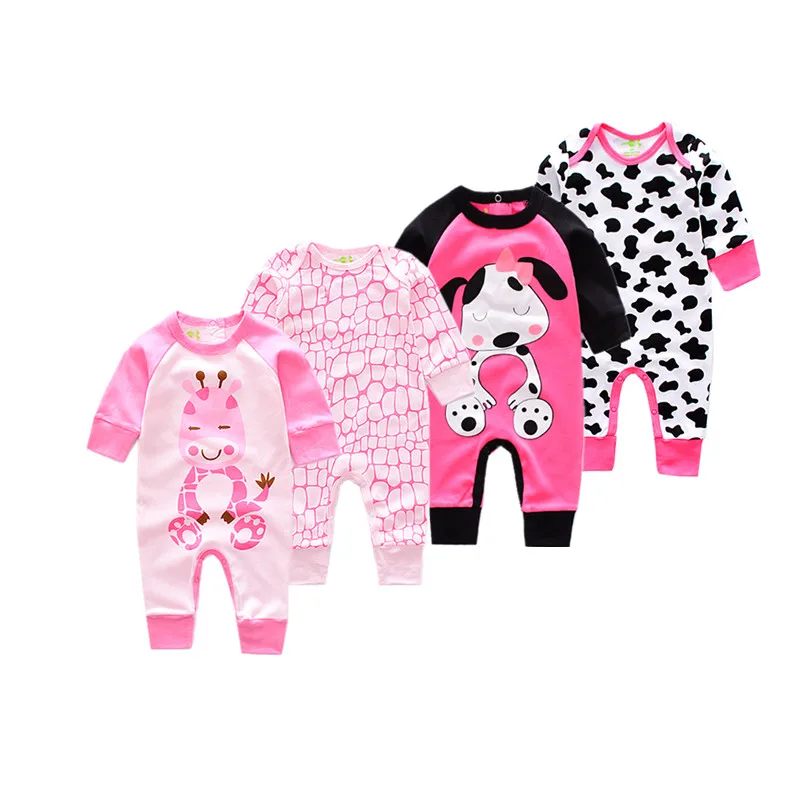 Детский комбинезон с длинным рукавом 4 шт./Лот хлопковые комбинезоны рисунком