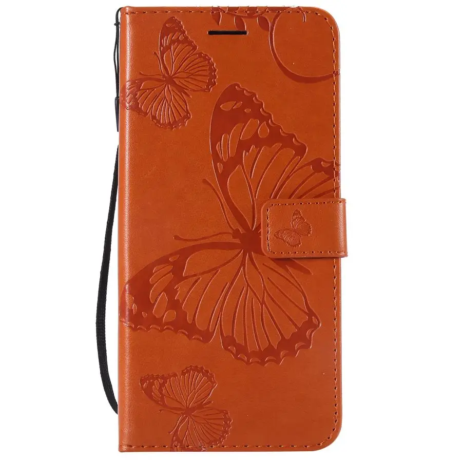Orange Кожаный чехол для huawei Y5 Lite чехол для huawei Y5 Lite чехол DRA-LX5 Y5 3D Бабочка Флип-бумажник чехол для телефона - Цвет: Orange